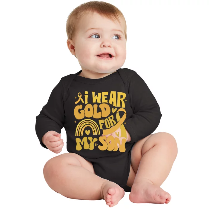 Childhood Cancer I Wear Gold For My Son Baby Long Sleeve Bodysuit