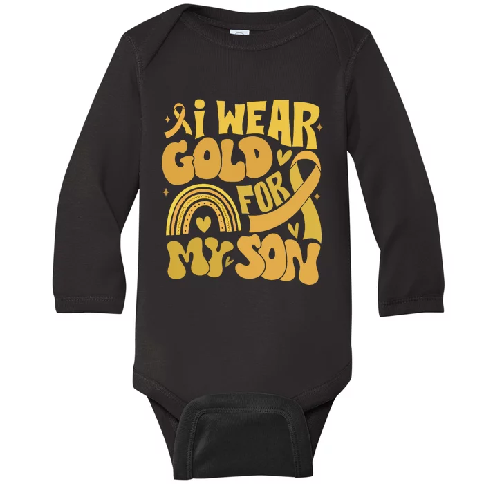 Childhood Cancer I Wear Gold For My Son Baby Long Sleeve Bodysuit