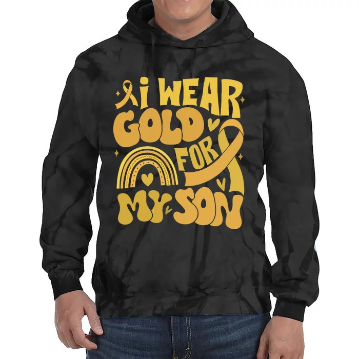 Childhood Cancer I Wear Gold For My Son Tie Dye Hoodie