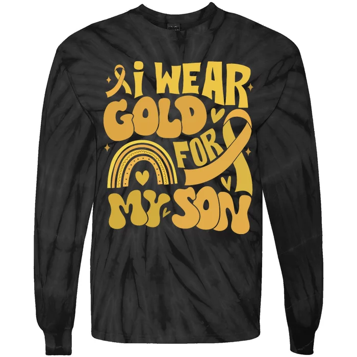 Childhood Cancer I Wear Gold For My Son Tie-Dye Long Sleeve Shirt