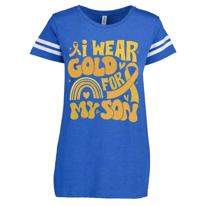 Childhood Cancer I Wear Gold For My Son Enza Ladies Jersey Football T-Shirt