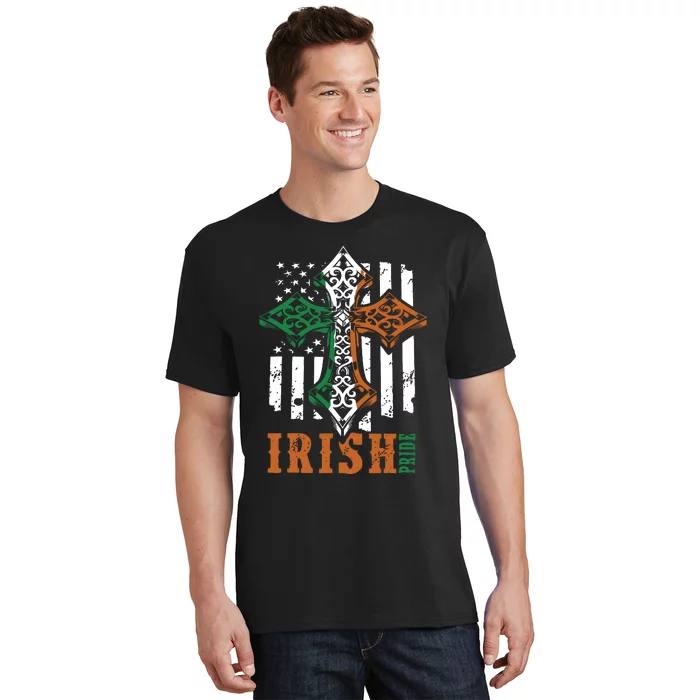 Celtic Cross Irish Pride Celtic Cross St Patrick's Day Flag American T-Shirt