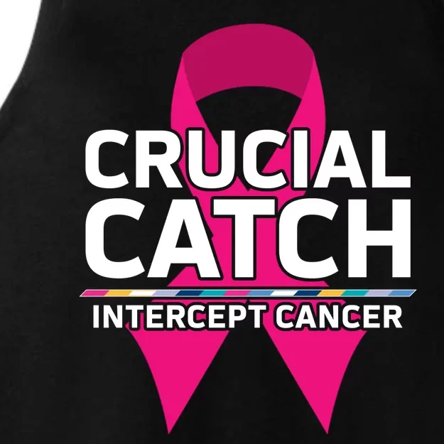 Crucial Catch Intercept Cancer Pink Ribbon Ladies Tri-Blend Wicking Tank