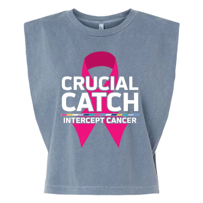 Crucial Catch Intercept Cancer Pink Ribbon Garment-Dyed Women's Muscle Tee