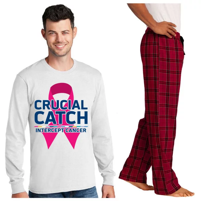 Crucial Catch Intercept Cancer Pink Ribbon Long Sleeve Pajama Set