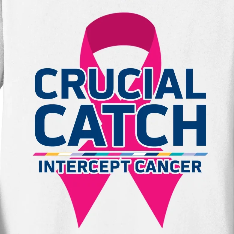 Crucial Catch Intercept Cancer Pink Ribbon Kids Long Sleeve Shirt