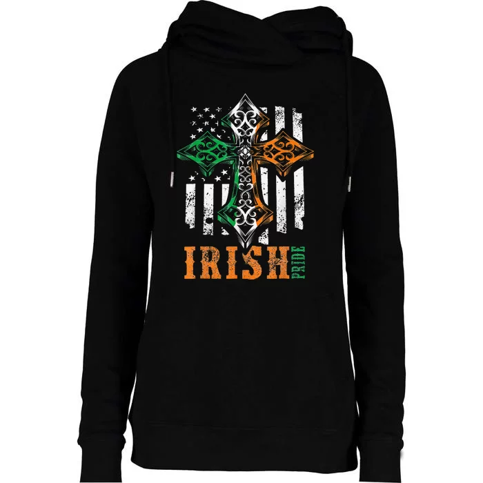 Celtic Cross Irish Pride Saint Patrick's Day Womens Funnel Neck Pullover Hood