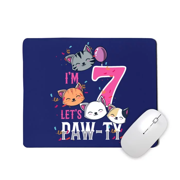 Cute Cats IM 7 Years Old Girl Birthday Party Mousepad