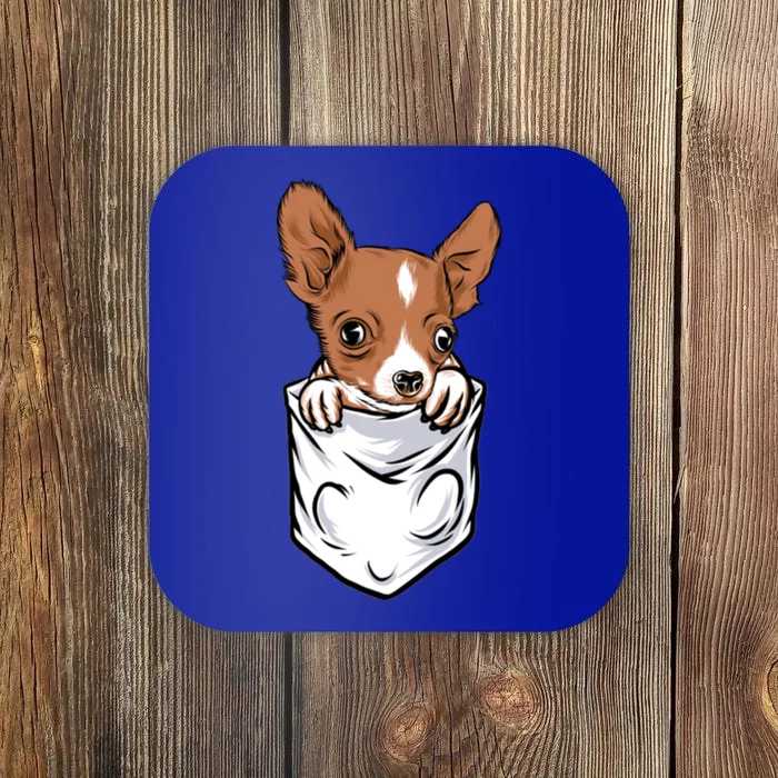 Cute Chihuahua In Your Pocket Christmas Cute Gift Coaster