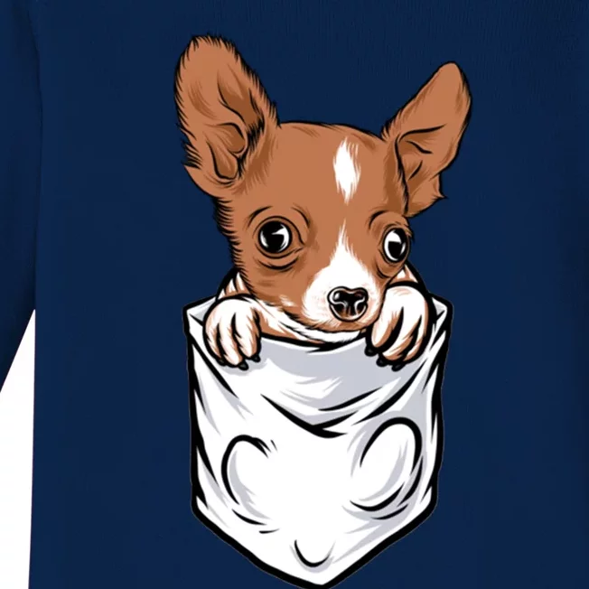 Cute Chihuahua In Your Pocket Christmas Cute Gift Baby Long Sleeve Bodysuit