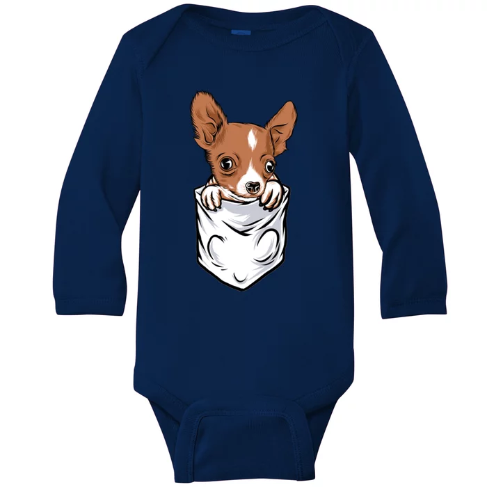 Cute Chihuahua In Your Pocket Christmas Cute Gift Baby Long Sleeve Bodysuit