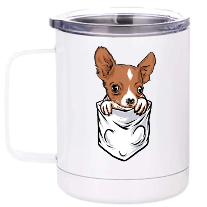 Cute Chihuahua In Your Pocket Christmas Cute Gift Front & Back 12oz Stainless Steel Tumbler Cup