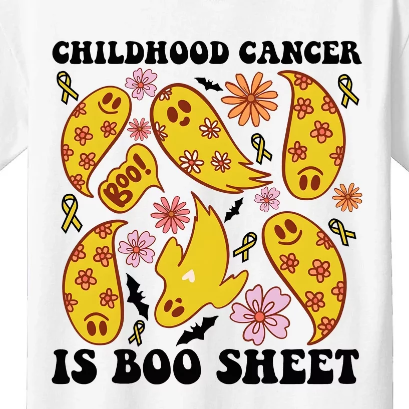 Childhood Cancer Is Boo Sheet Cancer Awareness Month Halloween Kids T-Shirt