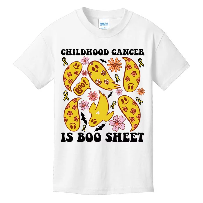 Childhood Cancer Is Boo Sheet Cancer Awareness Month Halloween Kids T-Shirt