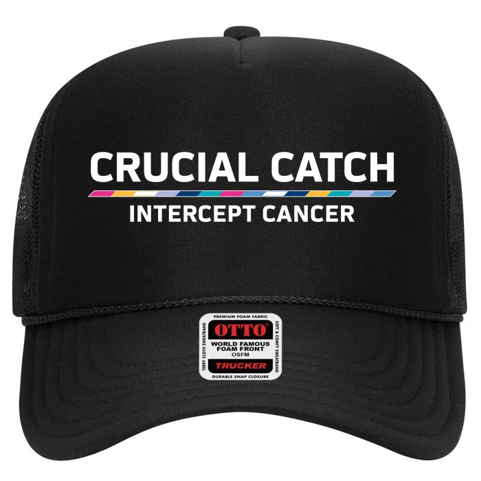 Crucial Catch Intercept Cancer Breast Breast Cancer Awareness High Crown Mesh Trucker Hat