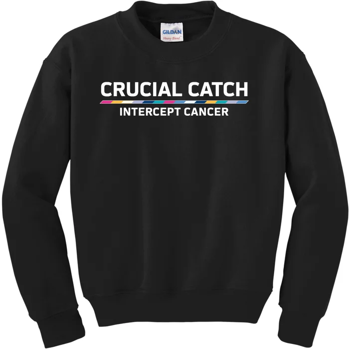 Crucial Catch Intercept Cancer Breast Breast Cancer Awareness Kids Sweatshirt