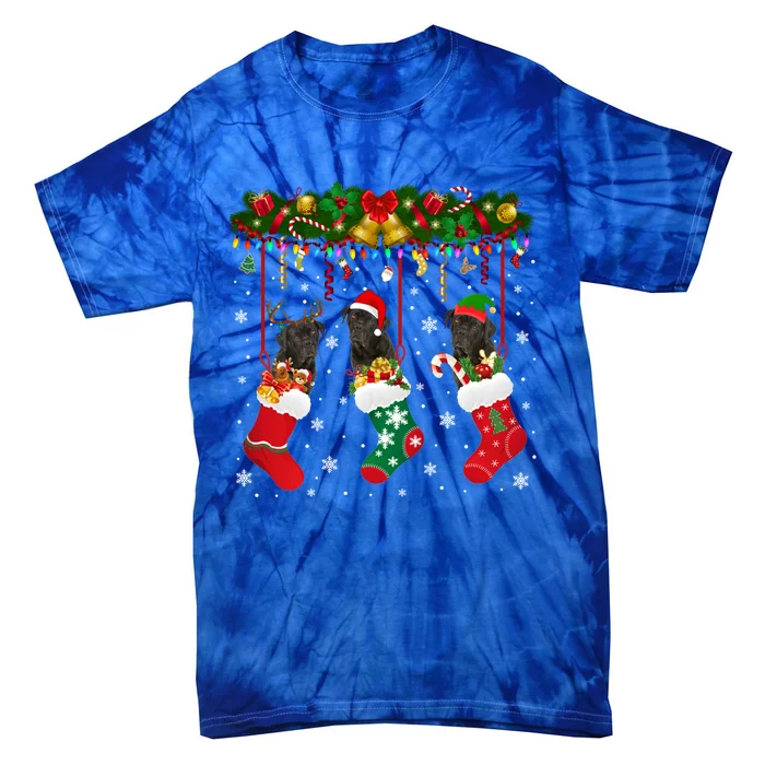 Cane Corso In Sock Xmas Reindeer Santa Elf Dog Gift Tie-Dye T-Shirt