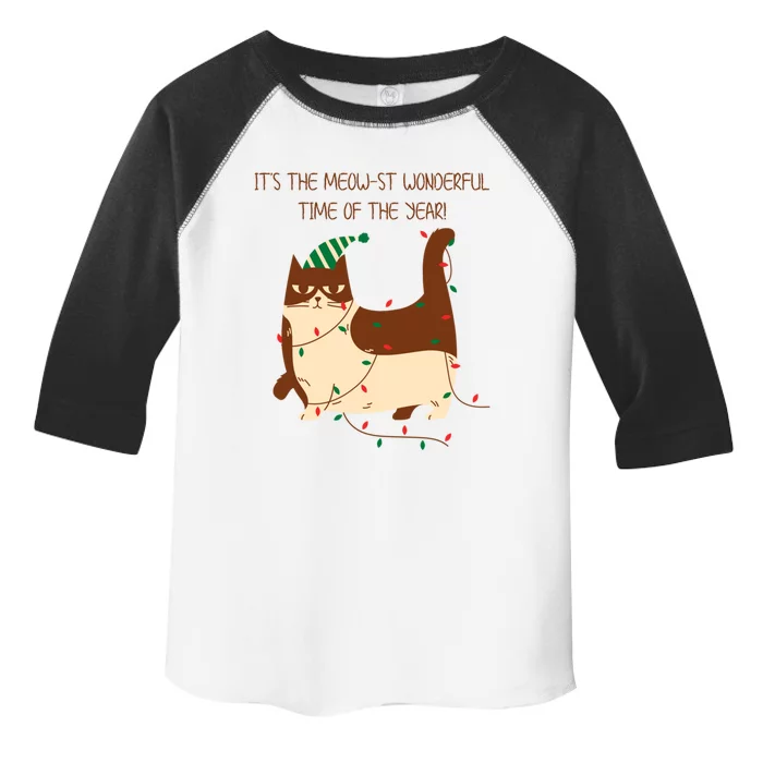 Christmas Cat ItS The Meowst Wonderful Time Of The Year Cool Gift Toddler Fine Jersey T-Shirt