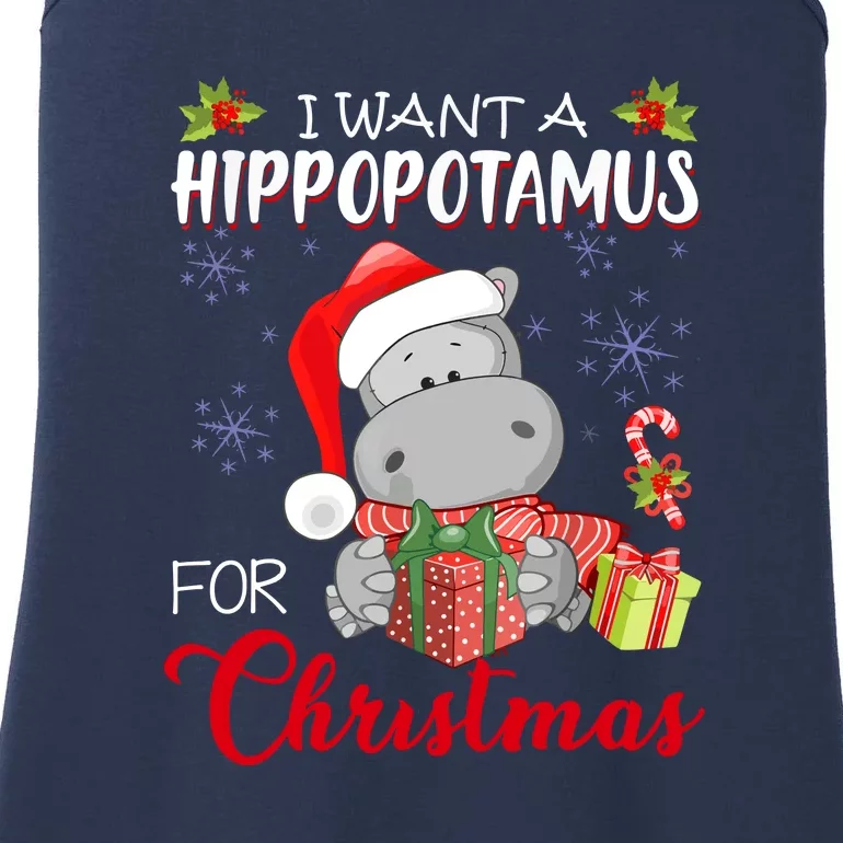 Christmas Cute I Want A Hippopotamus For Xmas Hippo Gift Ladies Essential Tank