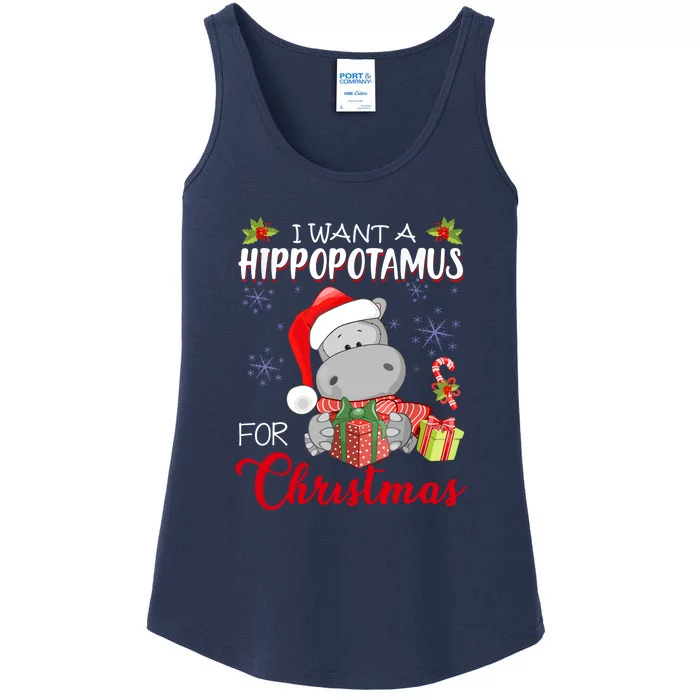 Christmas Cute I Want A Hippopotamus For Xmas Hippo Gift Ladies Essential Tank