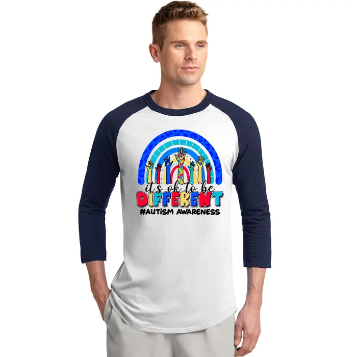 Cute Colorful It's Ok To Be Different #Autism Awareness Baseball Sleeve Shirt