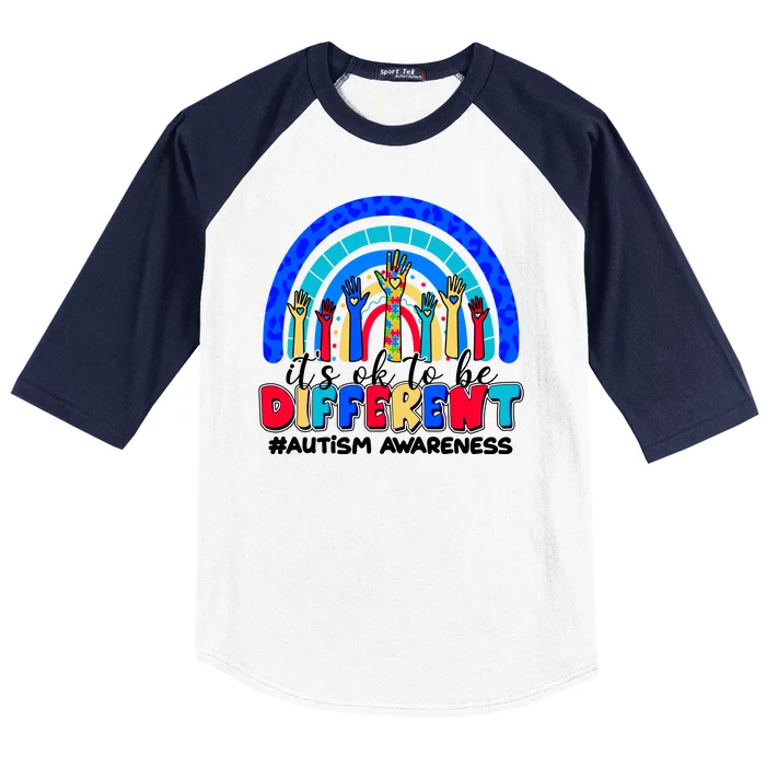 Cute Colorful It's Ok To Be Different #Autism Awareness Baseball Sleeve Shirt