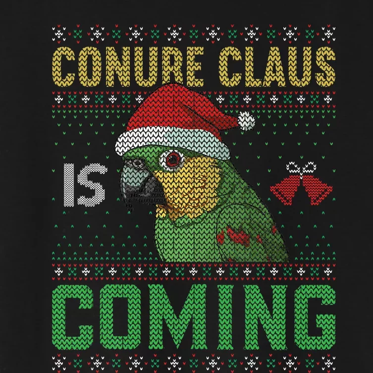 Conure Claus is Coming Ugly Sweater Xmas Ugly Women's Crop Top Tee