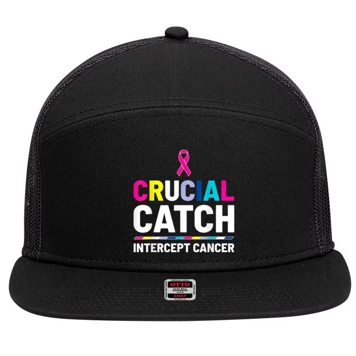 Crucial Catch Intercept Cancer Breast Cancer Awareness 7 Panel Mesh Trucker Snapback Hat