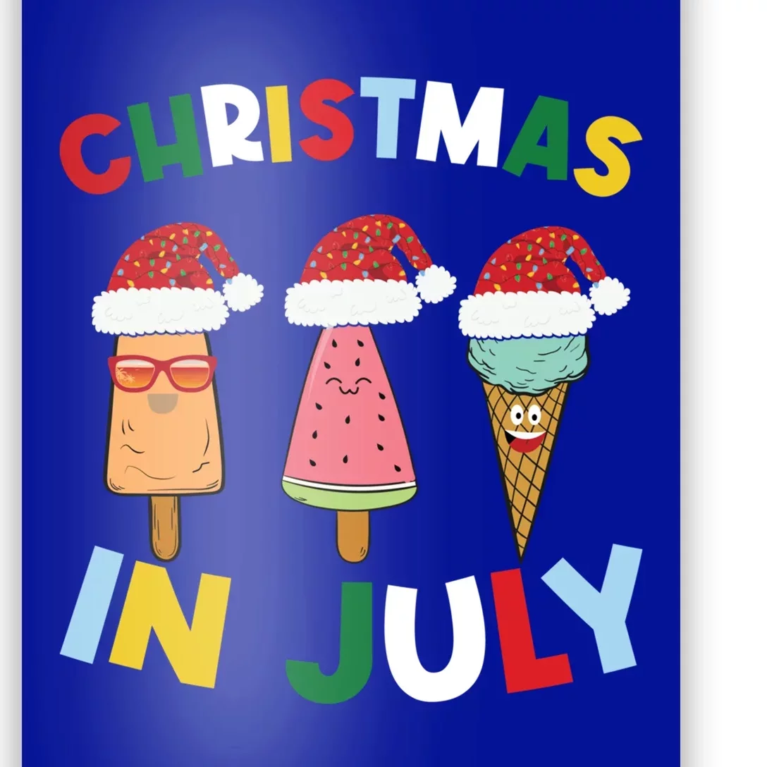 Cute Christmas In July Ice Pops In Santa Hat Costume Funny Gift Poster