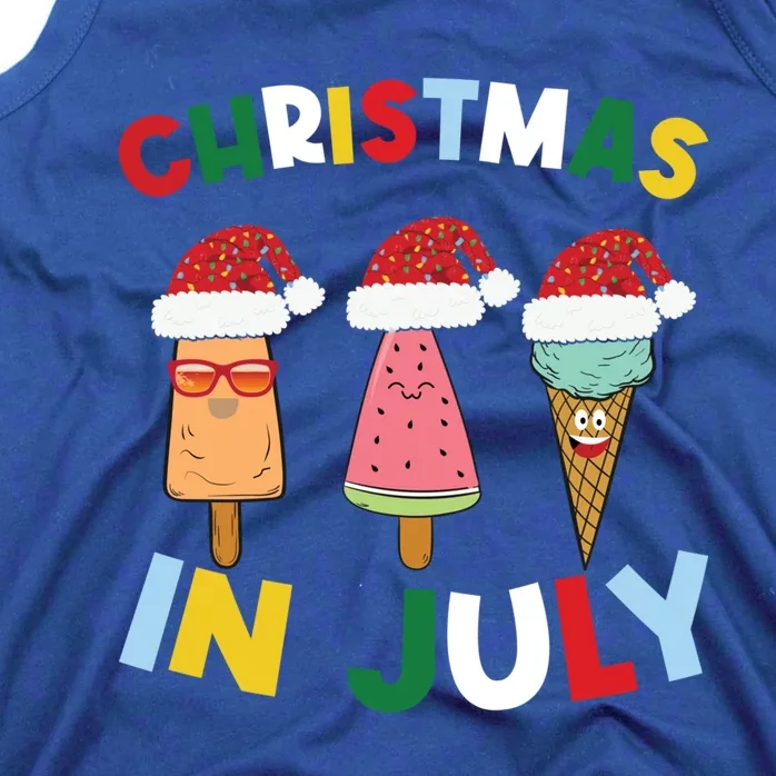 Cute Christmas In July Ice Pops In Santa Hat Costume Funny Gift Tank Top