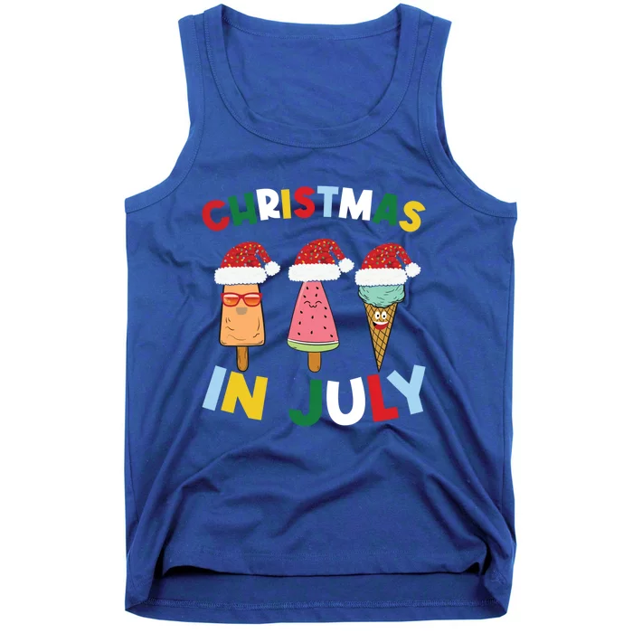 Cute Christmas In July Ice Pops In Santa Hat Costume Funny Gift Tank Top