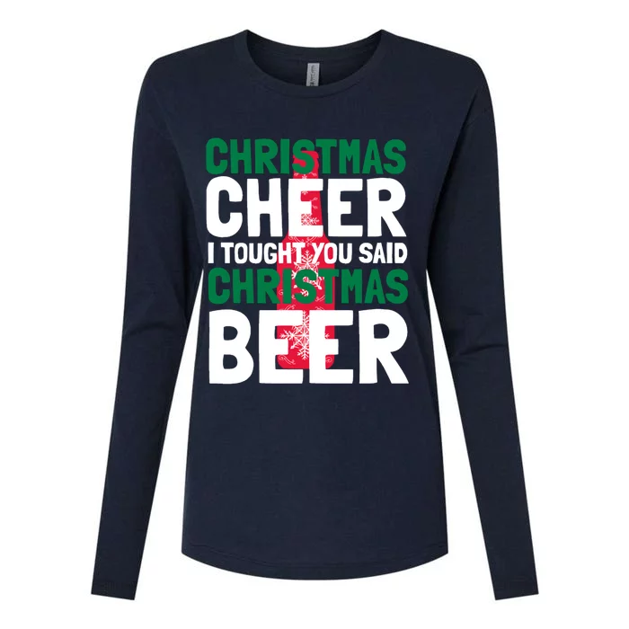 Christmas Cheer I Tought You Said Christmas Beer Womens Cotton Relaxed Long Sleeve T-Shirt