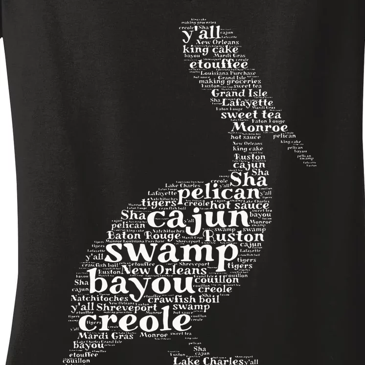 Cajun Creole I Love Louisiana Pelican Graphic Women's V-Neck T-Shirt