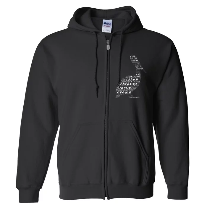 Cajun Creole I Love Louisiana Pelican Graphic Full Zip Hoodie