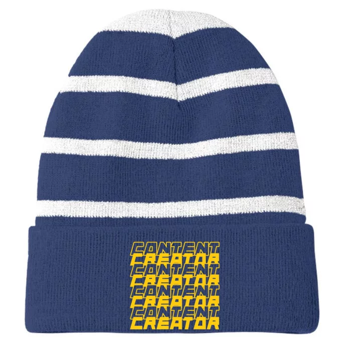 Content Creator Influencer Podcaster Vlogger Writer Blogger Striped Beanie with Solid Band