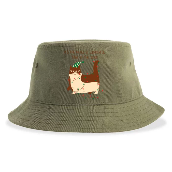 Christmas Cat ItS The Meowst Wonderful Time Of The Year Gift Sustainable Bucket Hat