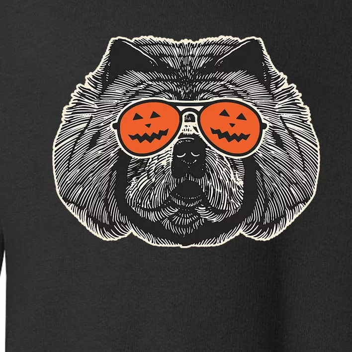 Chow Chow in Pumpkin Sunglasses Chow Chow Halloween Toddler Sweatshirt