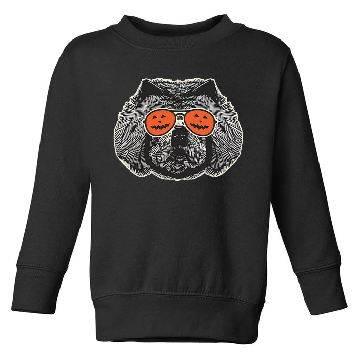 Chow Chow in Pumpkin Sunglasses Chow Chow Halloween Toddler Sweatshirt