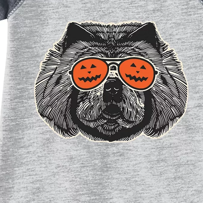 Chow Chow in Pumpkin Sunglasses Chow Chow Halloween Infant Baby Jersey Bodysuit