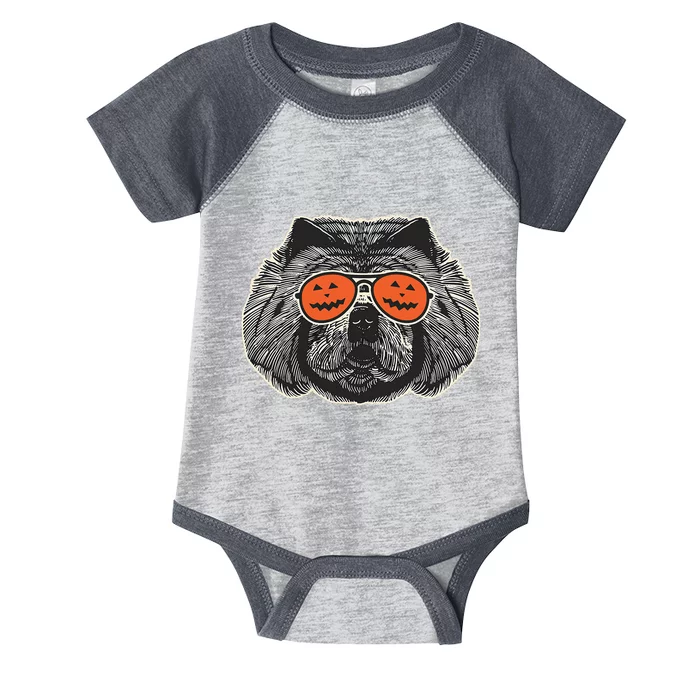 Chow Chow in Pumpkin Sunglasses Chow Chow Halloween Infant Baby Jersey Bodysuit