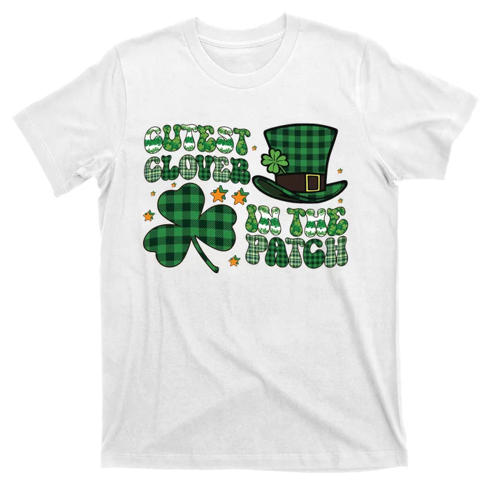 Cutest Clover In The Patch Plaid Shamrock St Pattricks Day T-Shirt