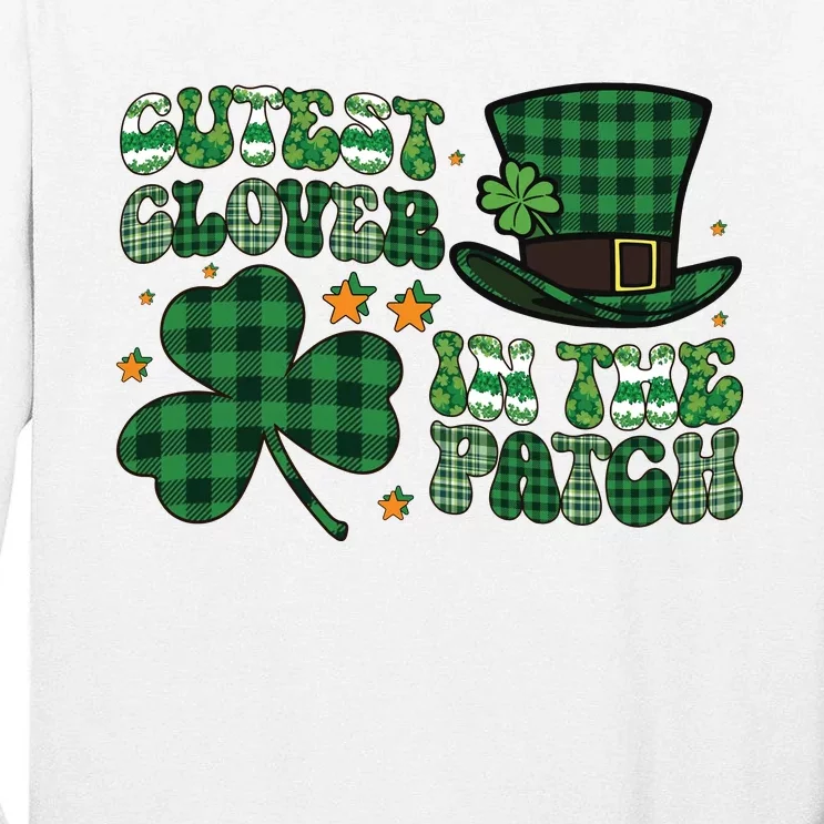 Cutest Clover In The Patch Plaid Shamrock St Pattricks Day Tall Long Sleeve T-Shirt