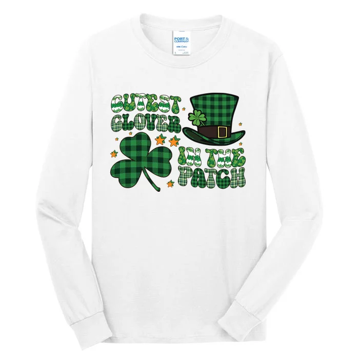 Cutest Clover In The Patch Plaid Shamrock St Pattricks Day Tall Long Sleeve T-Shirt