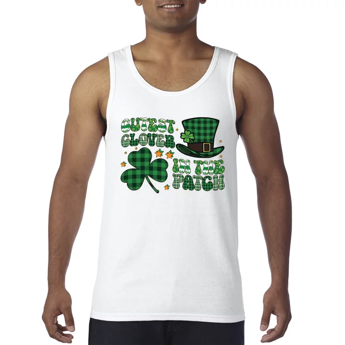 Cutest Clover In The Patch Plaid Shamrock St Pattricks Day Tank Top