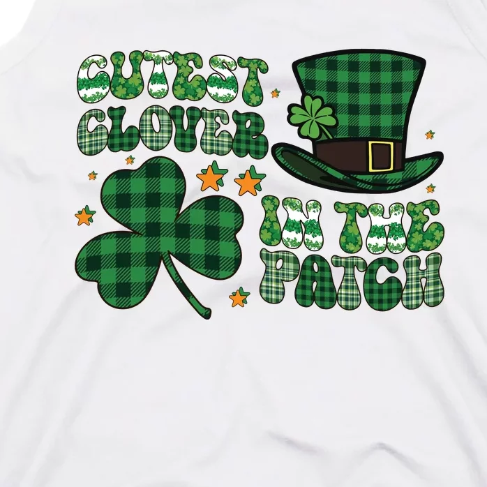 Cutest Clover In The Patch Plaid Shamrock St Pattricks Day Tank Top