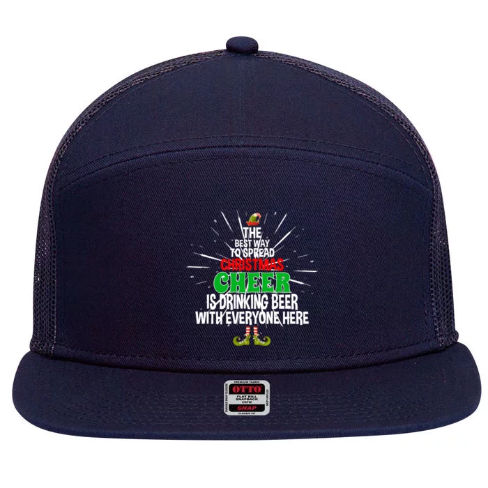 Christmas Cheer Is Ing Beer With Everyone Here Xmas Gift 7 Panel Mesh Trucker Snapback Hat