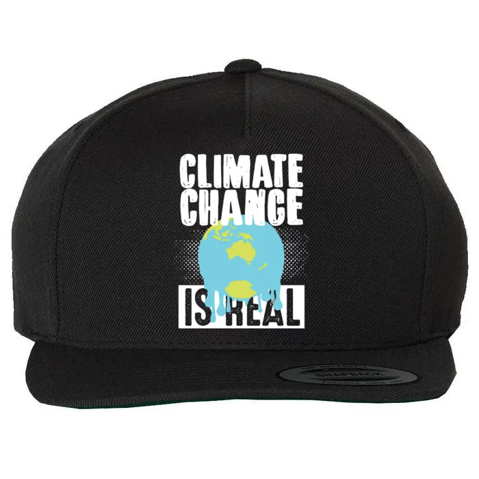 Climate Change Is Real Earth Day Climate Change Gift Wool Snapback Cap