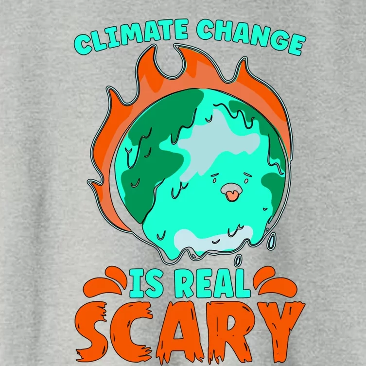 Climate Change Is Real Scary Loves Earth Day Climate Change Gift Women's Crop Top Tee