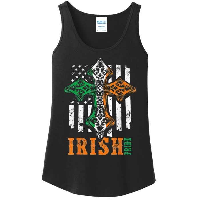 Celtic Cross Irish Pride Saint Patrick's Day Ladies Essential Tank