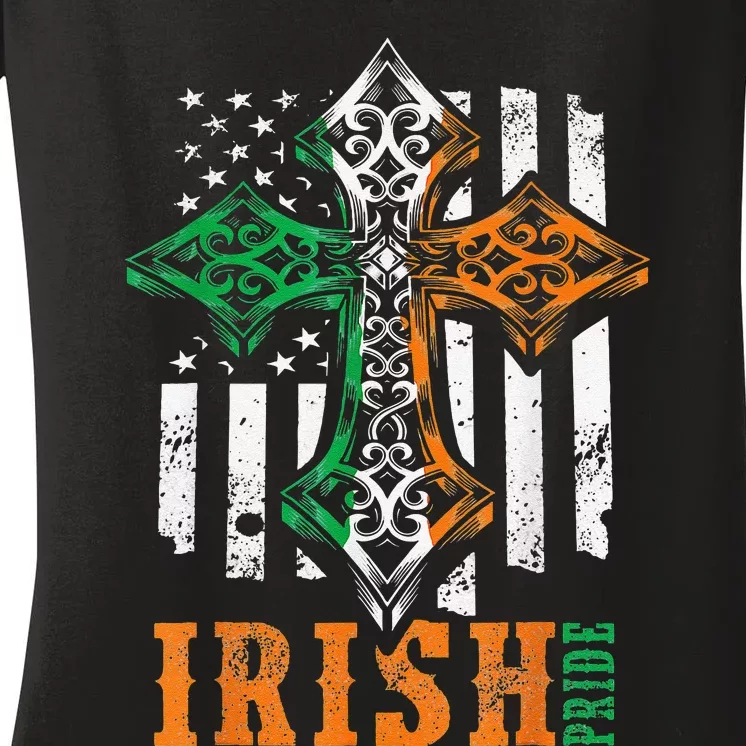 Celtic Cross Irish Pride Saint Patrick's Day Women's V-Neck T-Shirt